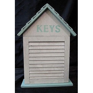 SOLID WOOD KEY HOOK CABINET - Hinged Door w/Bronzed Latch, 6 Hooks for Keys     202391120076